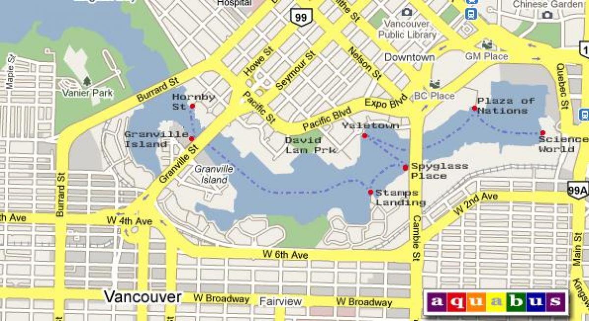 Peta dari aquabus vancouver