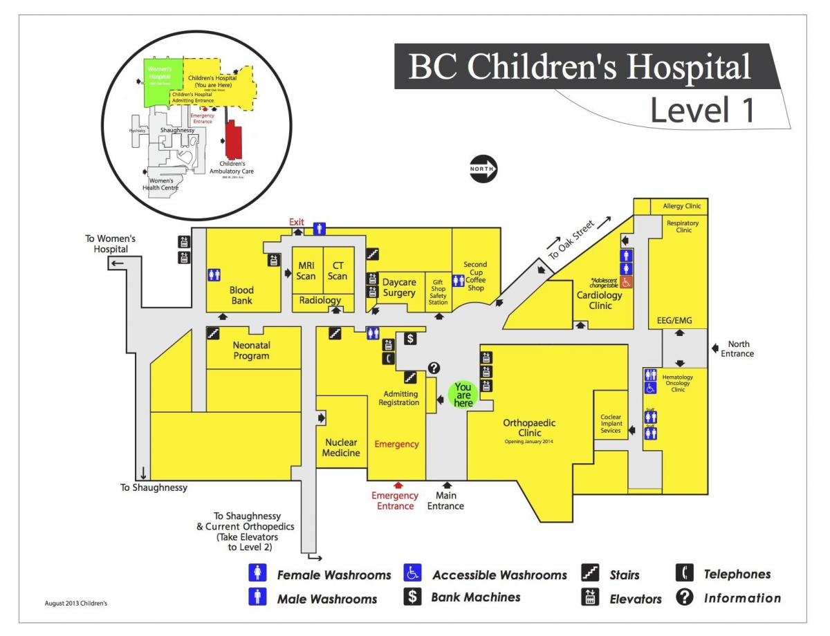 Peta dari rumah sakit anak-anak vancouver