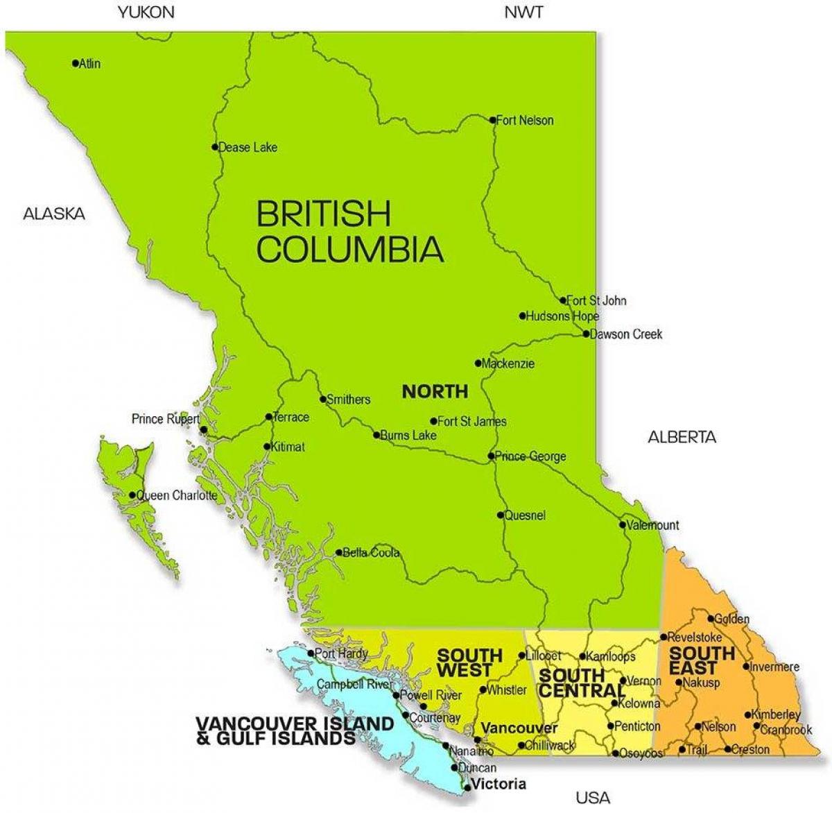 Peta dari british columbia daerah