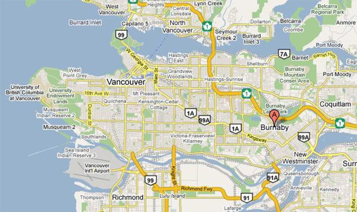 Peta dari burnaby vancouver