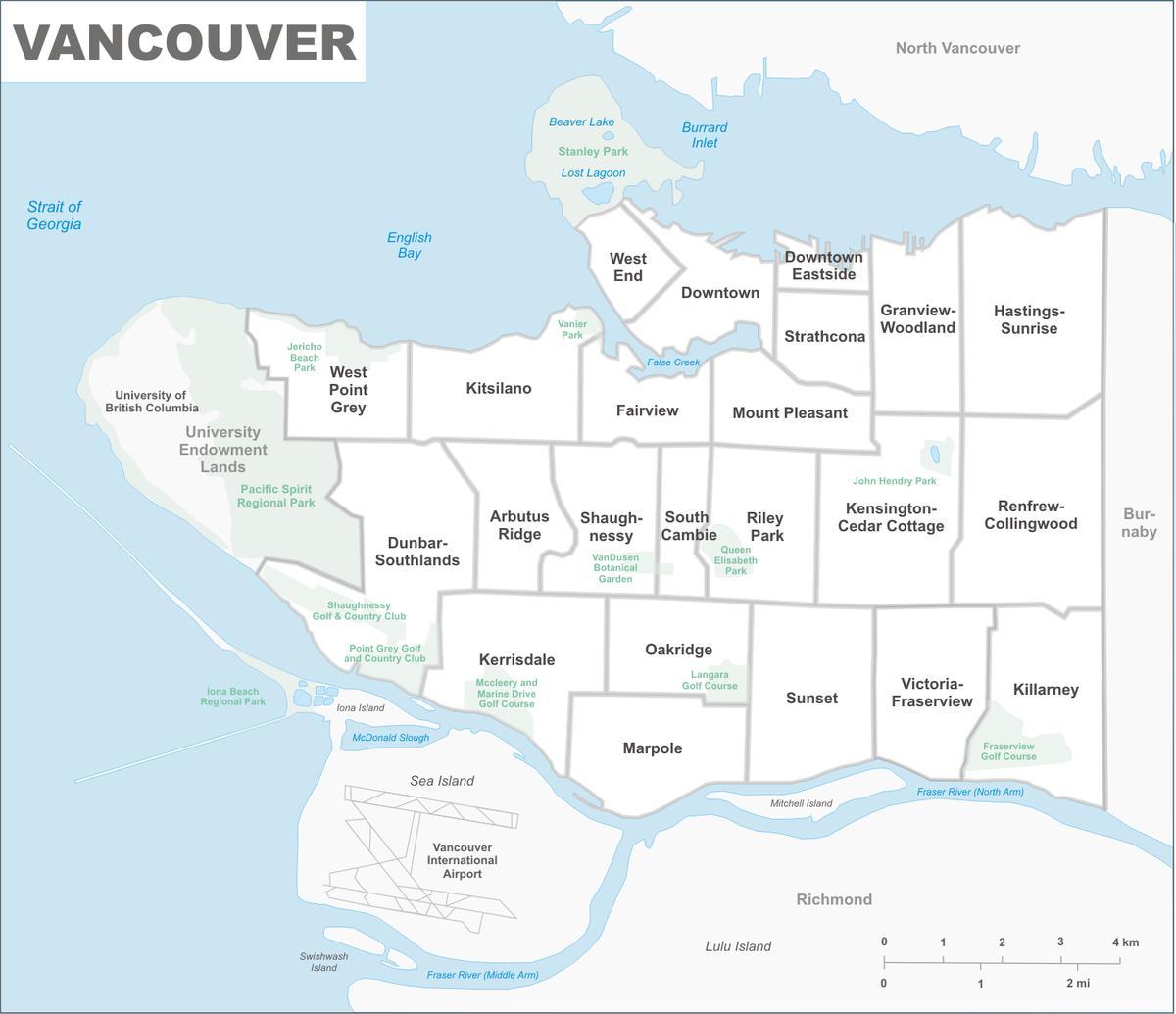 peta dari vancouver dan daerah