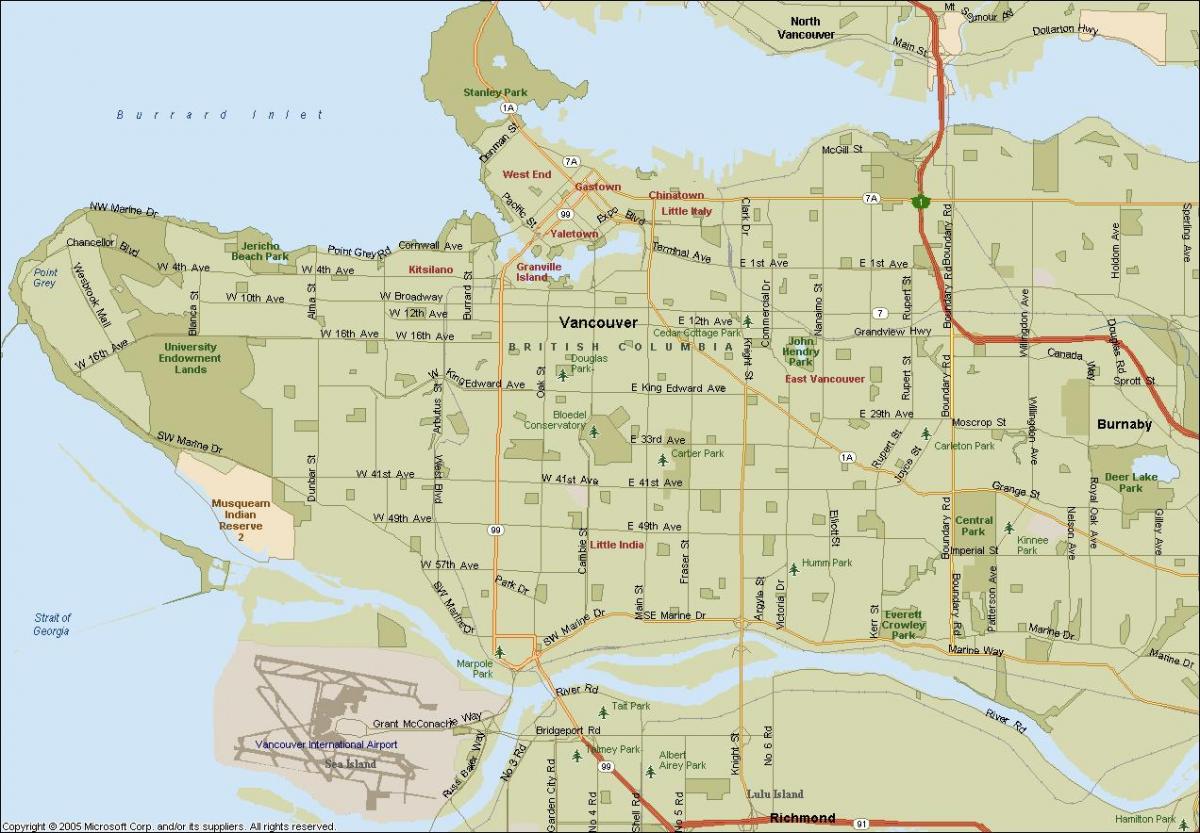 Peta jalan vancouver bc kanada