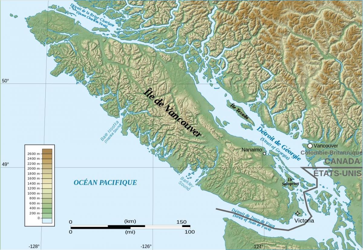 Peta topografi pulau vancouver