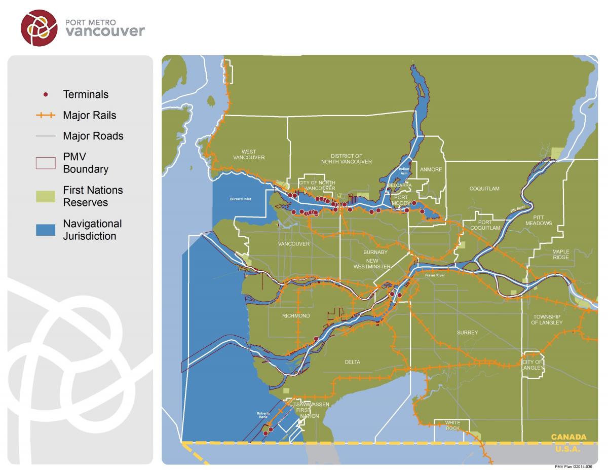 Peta dari port metro vancouver