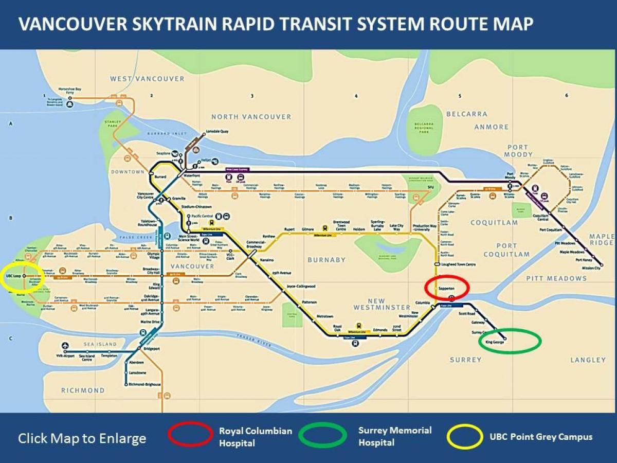 Peta dari skytrain ke vancouver maple ridge
