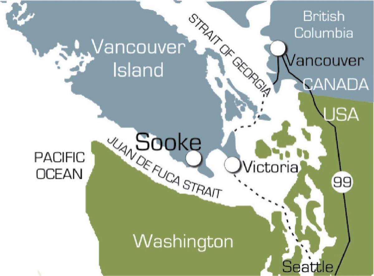 Peta dari sooke pulau vancouver
