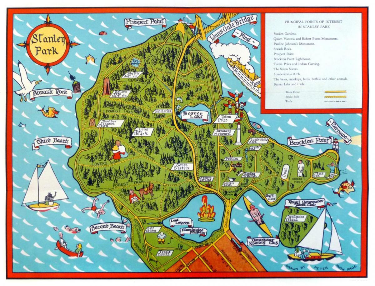 Peta dari stanley park tiang totem
