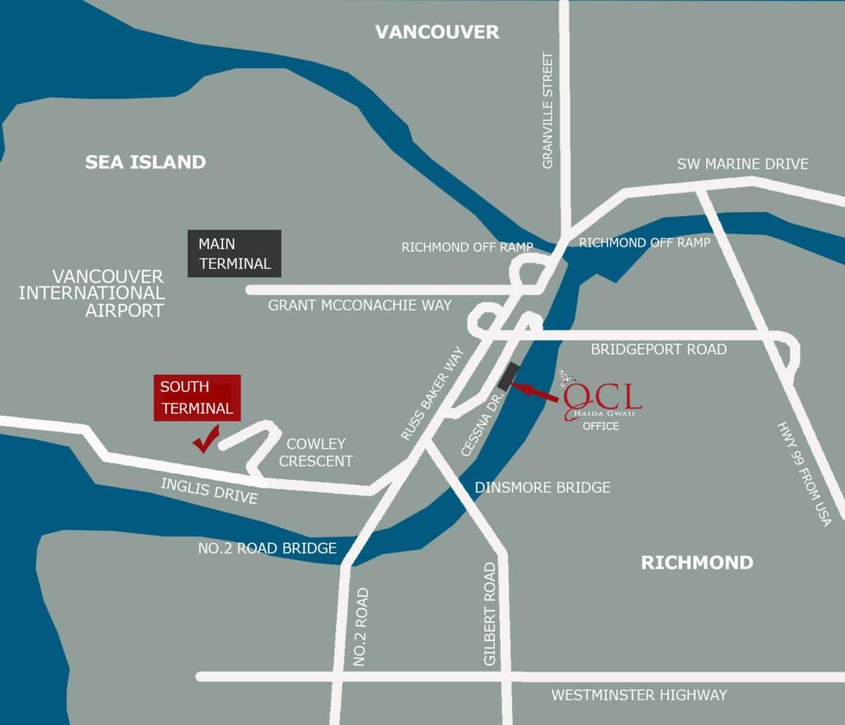 Peta lokasi bandara vancouver
