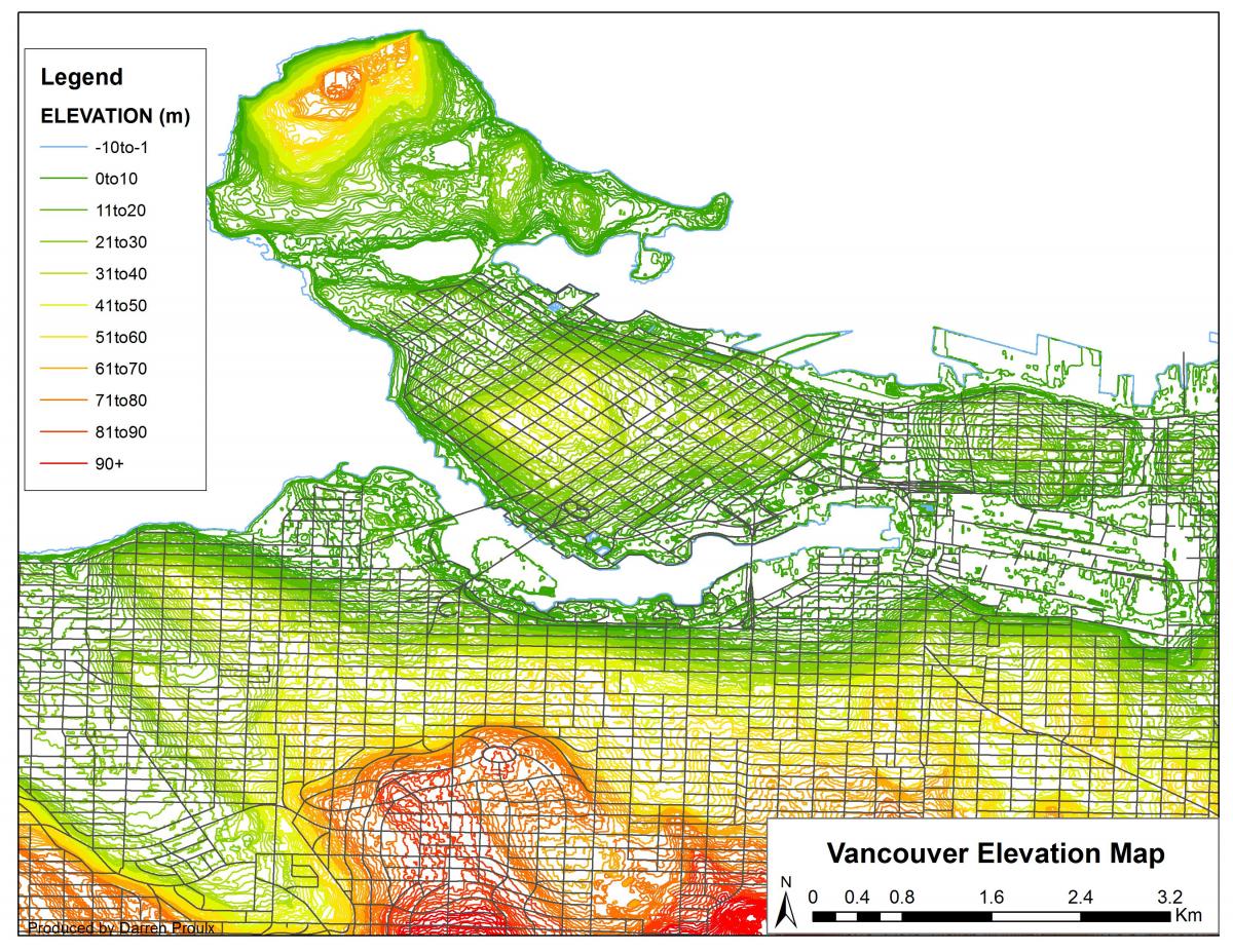 Peta dari vancouver elevasi