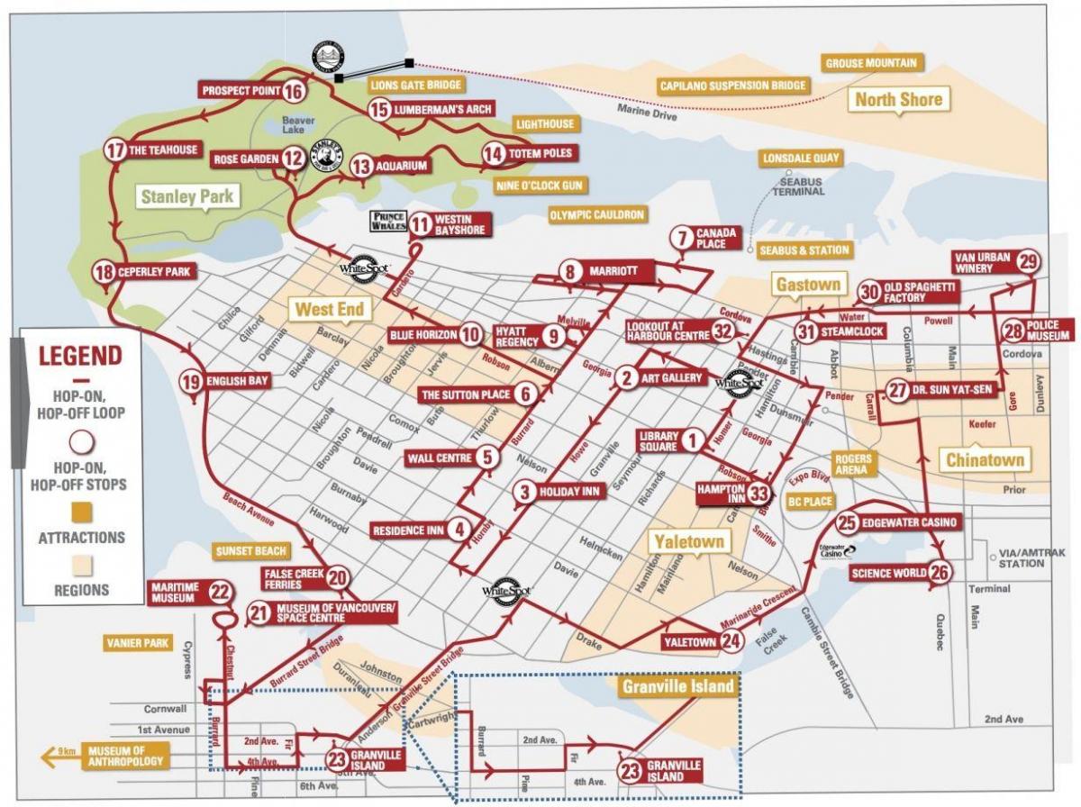 Peta dari vancouver hop on hop off trolley 