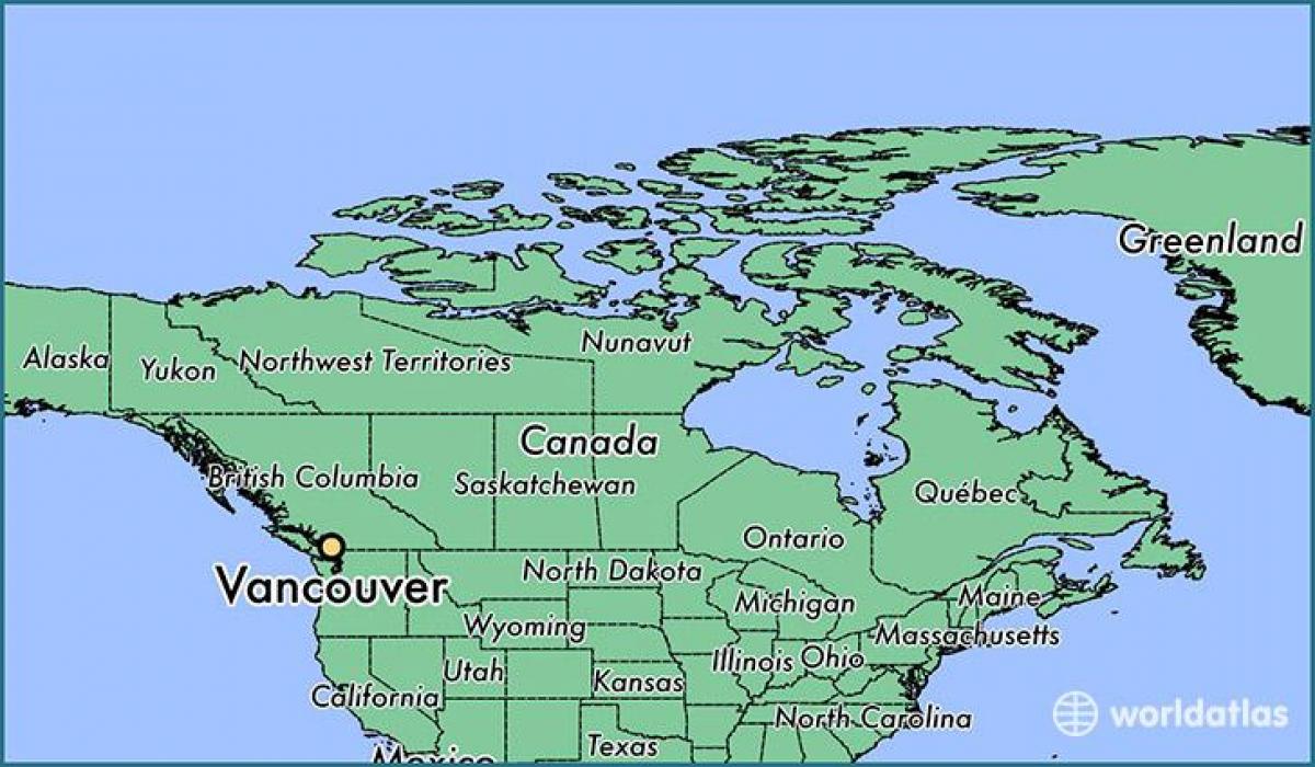 peta dari kanada menunjukkan vancouver