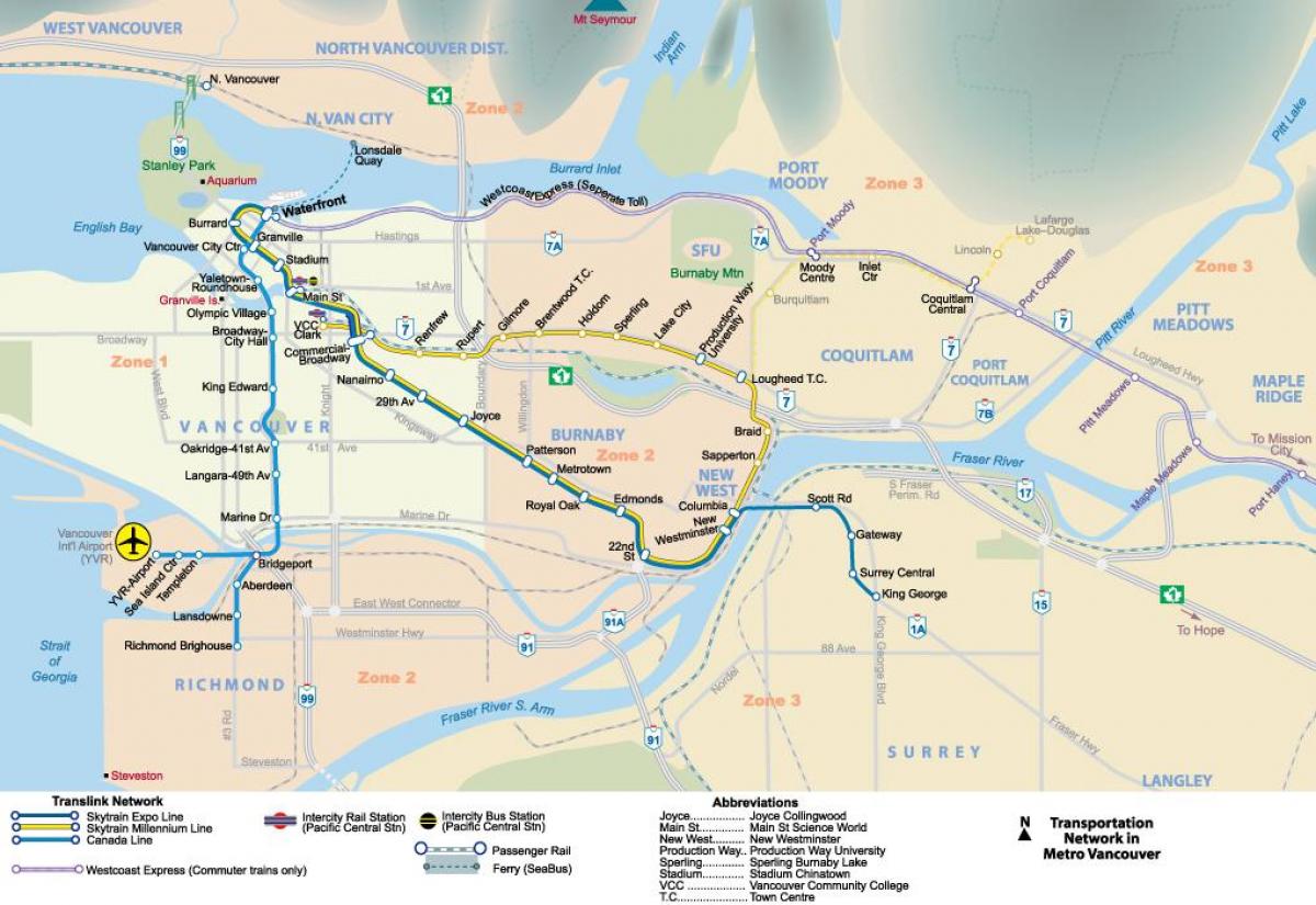 vancouver bc peta kereta bawah tanah