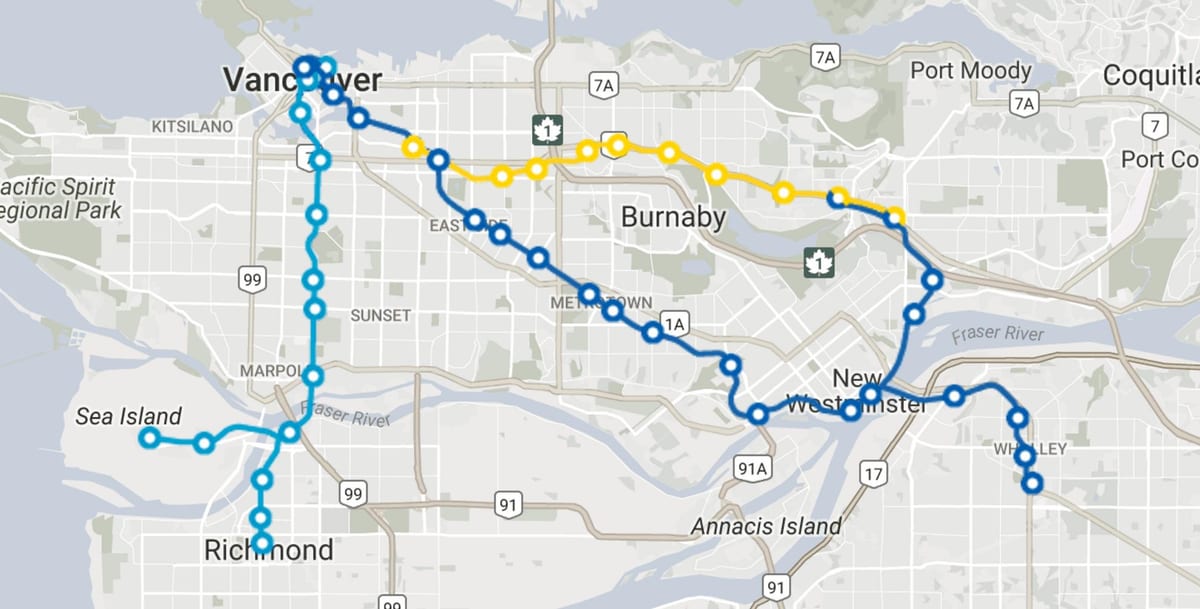 vancouver skytrain peta rute