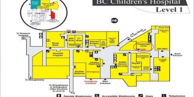 Peta dari rumah sakit anak bc