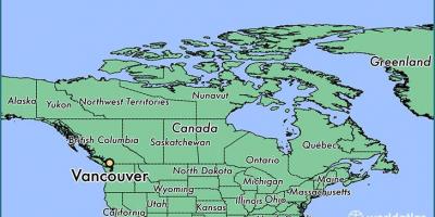 Peta dari kanada menunjukkan vancouver