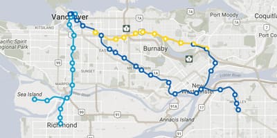 Vancouver Skytrain peta rute